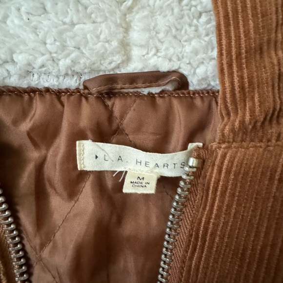 BROWN CORDUROY SHERPA HOOD CROPPED JACKET - Picture 6 of 11